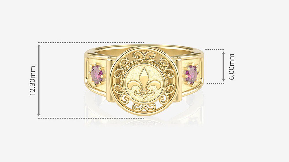 Anel de Formatura de Letras Sinete II (medidas)