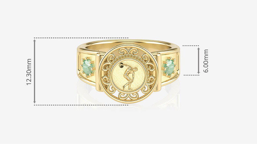 Anel de Formatura de Educação Física Sinete II (medidas)