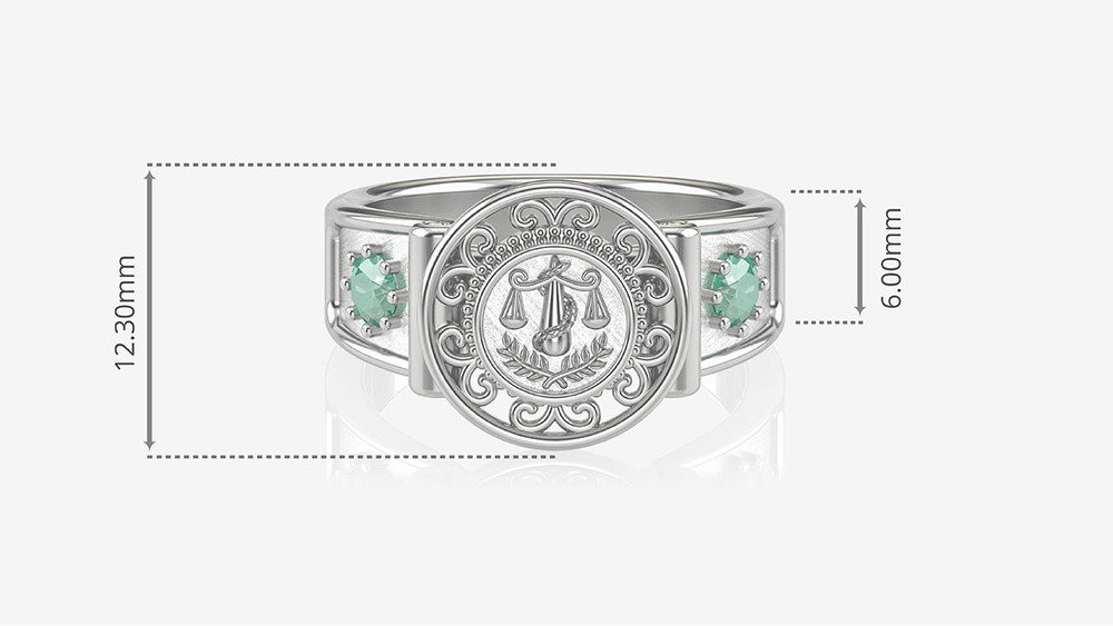 Anel de Formatura de Nutrição Sinete I (medidas)