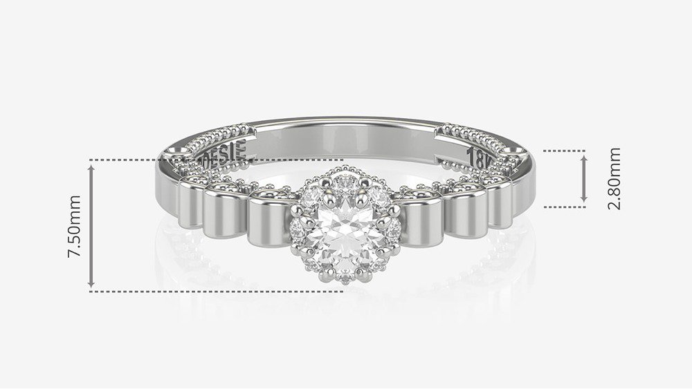 Anel de Noivado Impera I (medidas)