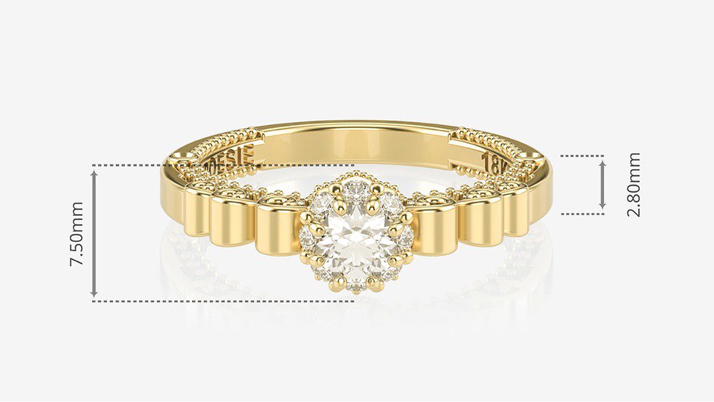 Anel de Noivado Impera II (medidas)