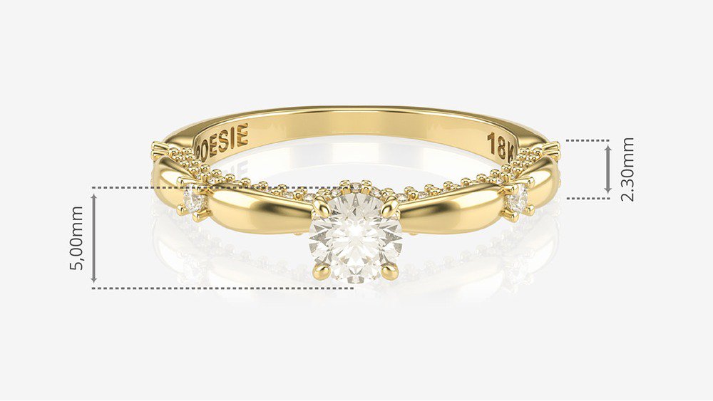 Anel de Noivado Ária II (medidas)