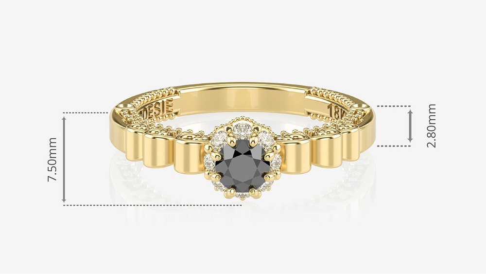 Anel de Noivado Impera II (Diamante Negro) (medidas) 
