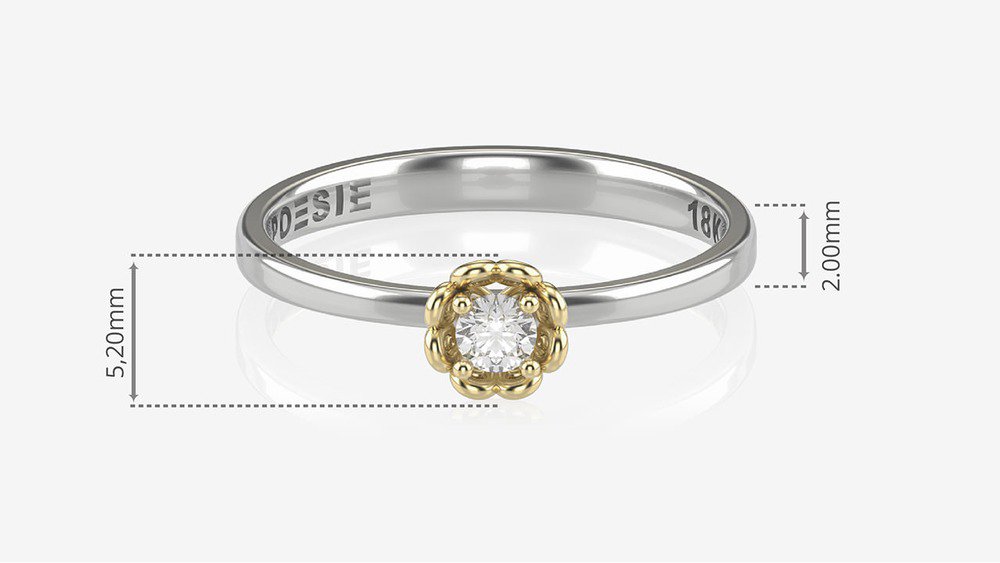 Anel de Noivado Bloom BA (medidas)