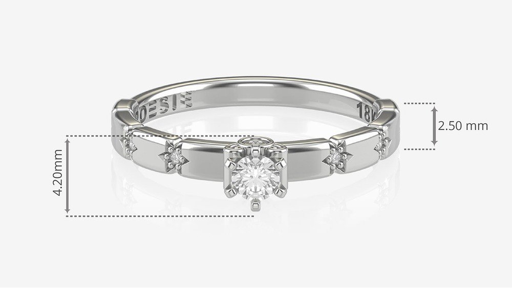 Anel de Noivado Celestia I (medidas)
