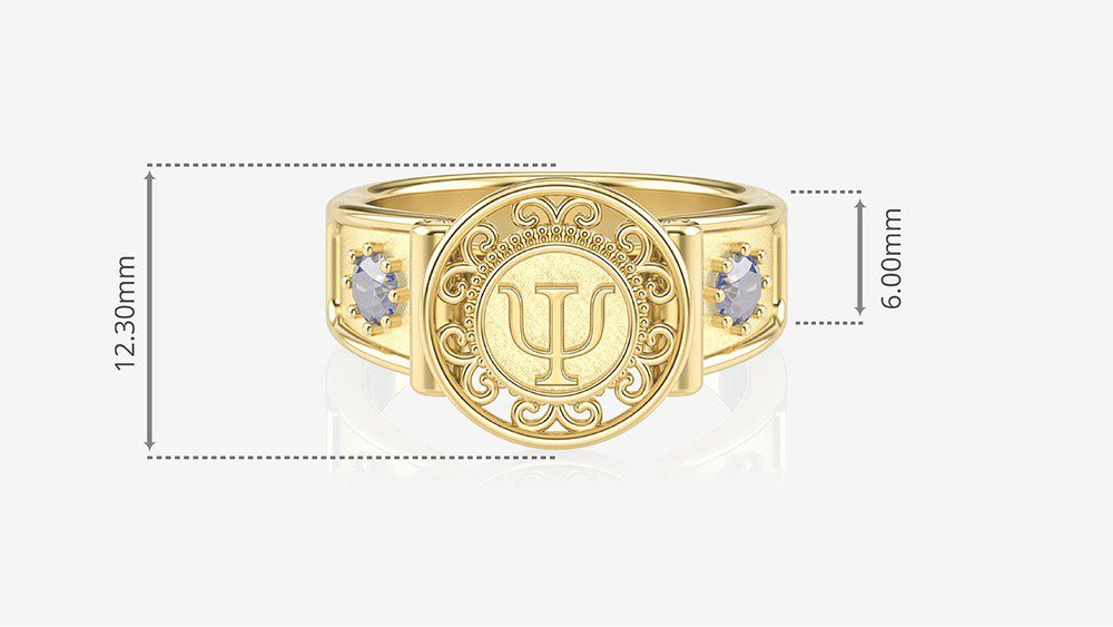 Anel de Formatura de Psicologia Sinete II (medidas)