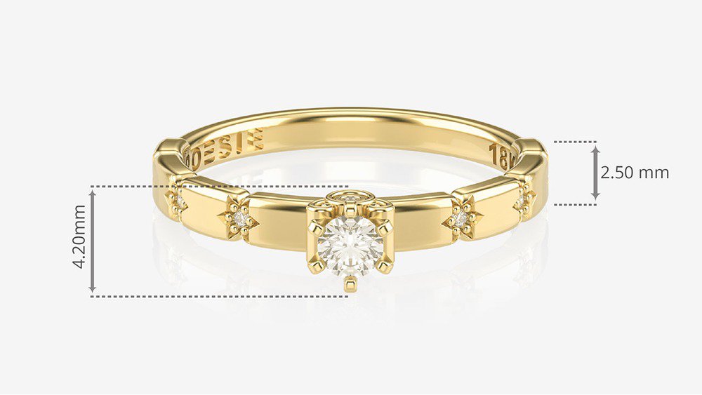 Anel de Noivado Celestia II (medidas)