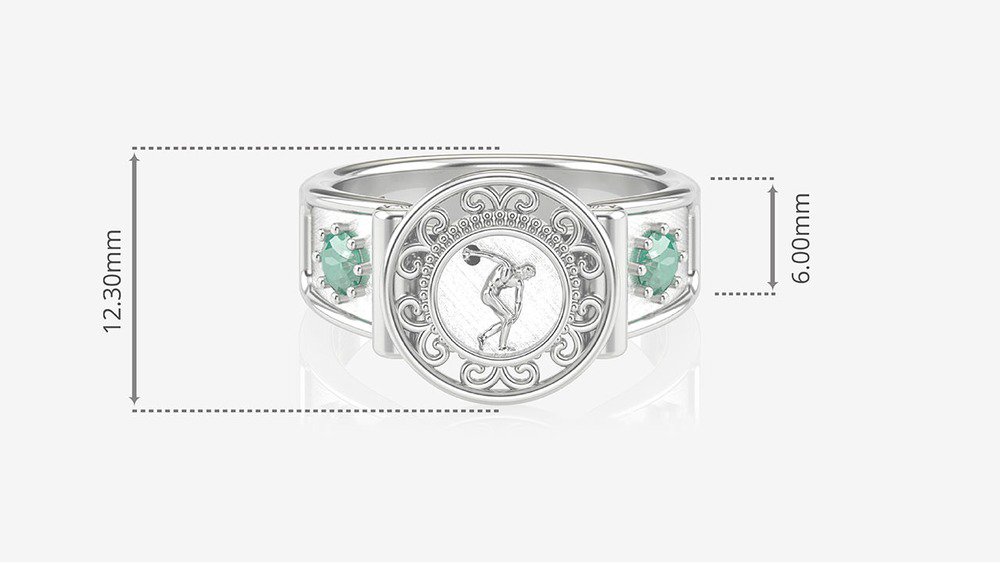 Anel de Formatura de Educação Física Sinete (Prata 925) (medidas)