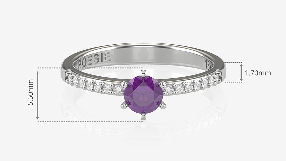 Anel de Noivado Solitaire I-Am (medidas)