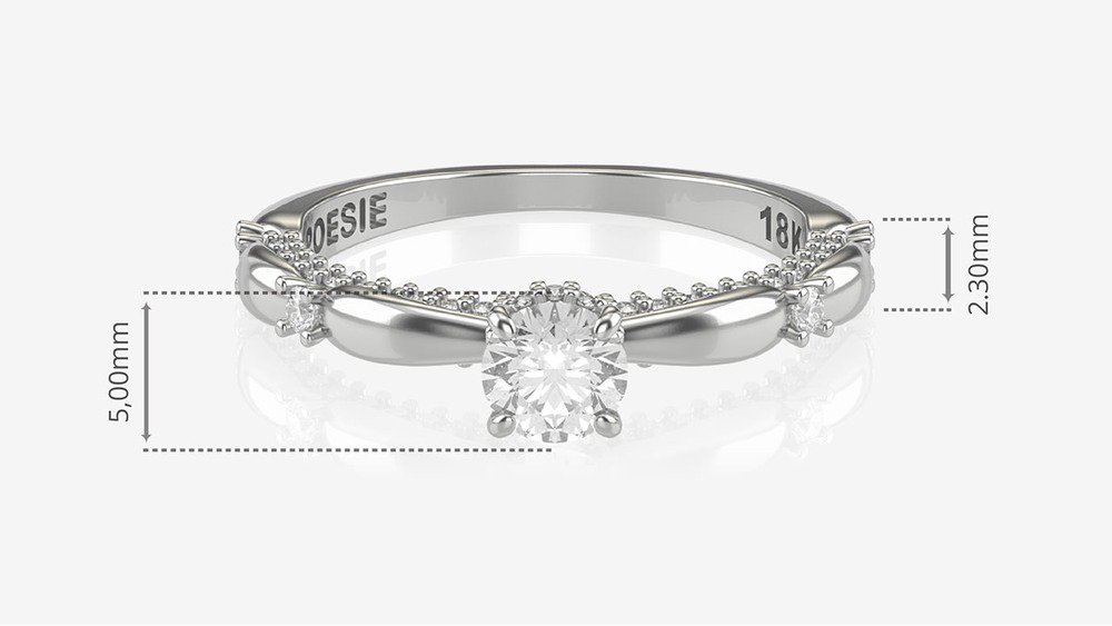  Anel de Noivado Ária I (diamantes de laboratório) (medidas)