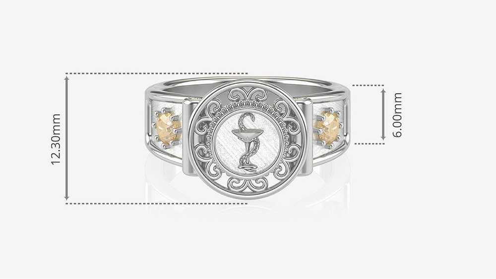 Anel de Formatura de Farmácia Sinete I (medidas)