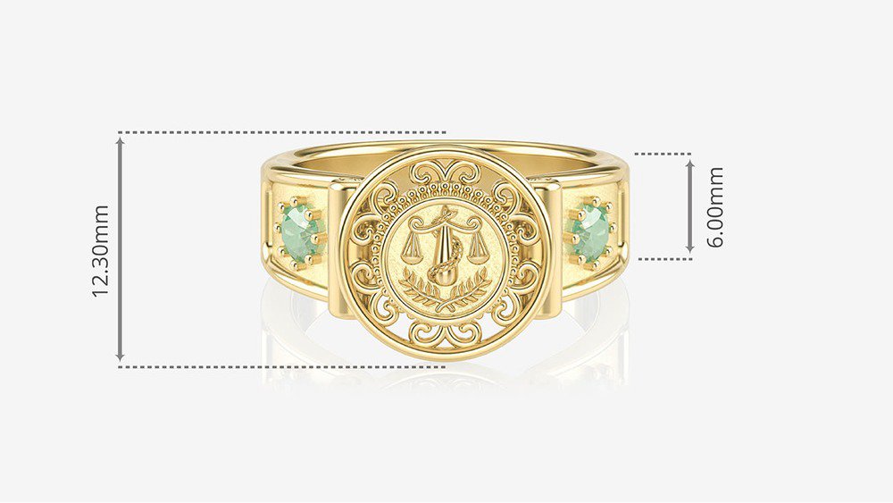 Anel de Formatura de Nutrição Sinete II (medidas)