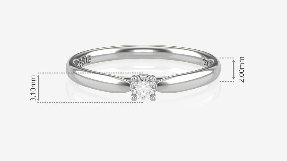 Anel de Noivado Petit Joy I (medidas)