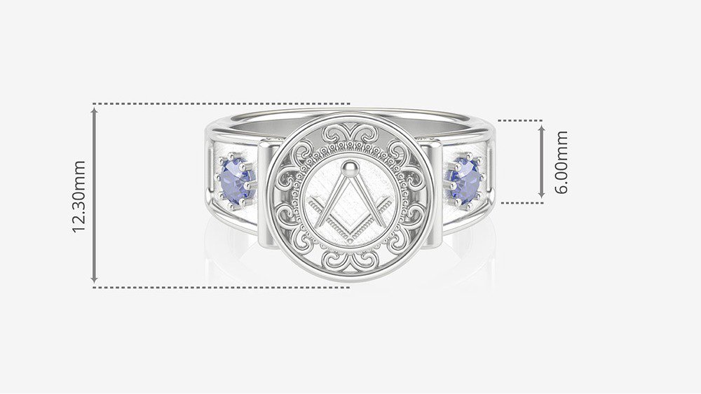 Anel de Formatura de Arquitetura Sinete (Prata 925) (medidas) 