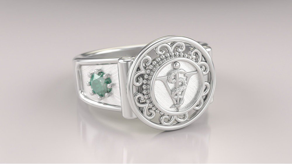 Anel de Formatura de Medicina Veterinária Sinete (Prata 925) (3)