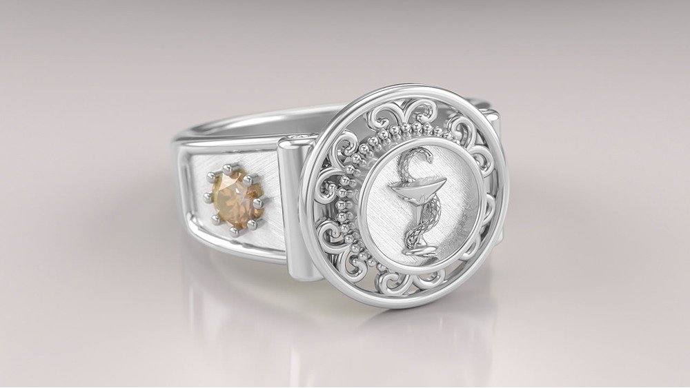 Anel de Formatura de Farmácia Sinete (Prata 925) (3)