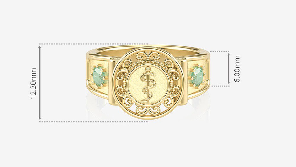 Anel de Formatura de Medicina Sinete II (medidas)