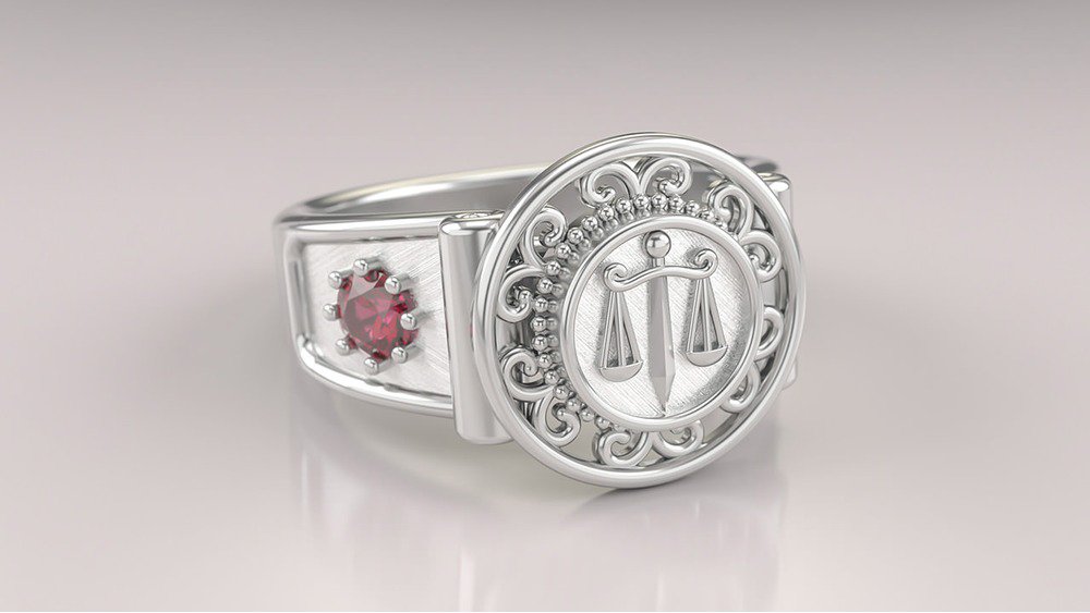 Anel de Formatura de Direito Sinete (Prata 925) (3)