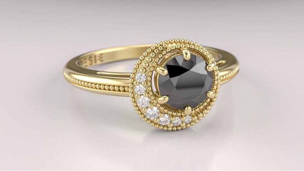 Anel de Noivado Dark Moon II (2)