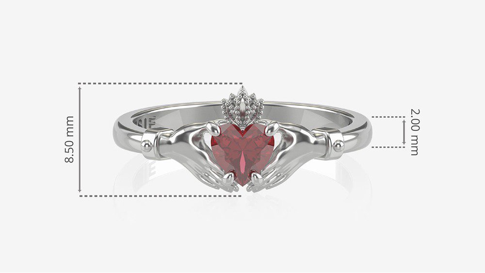 Anel Claddagh I-Ru (medidas)