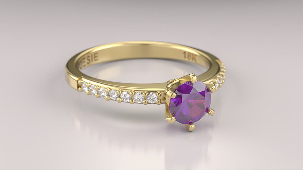 Anel de Noivado Solitaire Ametista II (2)