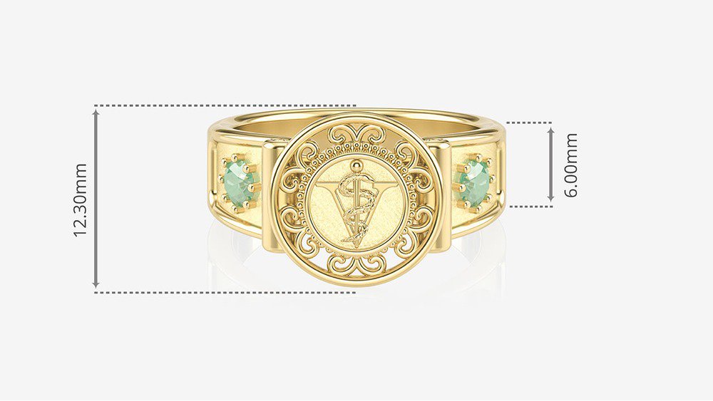 Anel de Formatura de Medicina Veterinária Sinete II (medidas)