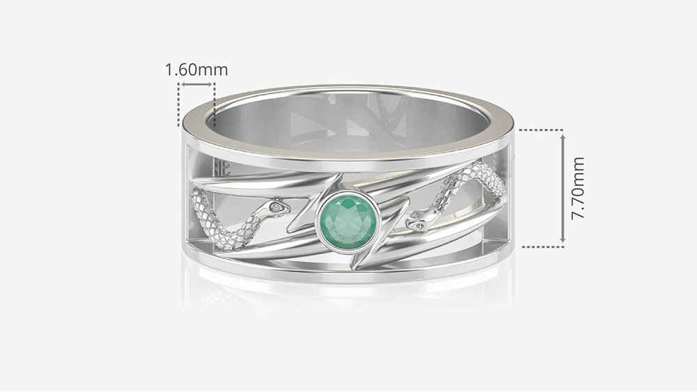 Anel de Formatura de Fisioterapia Move (Prata 925) (medidas)