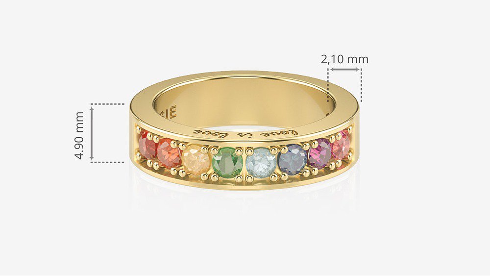 Aliança Rainbow II (medidas)