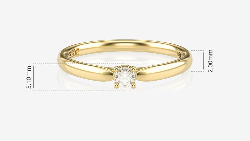 Anel de Noivado Petit Joy II (medidas)
