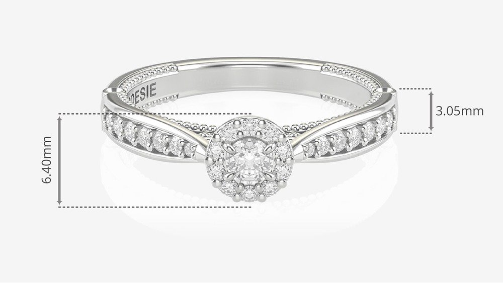 Anel de Noivado Uni Princess Prata (diamantes de laboratório) (medidas)