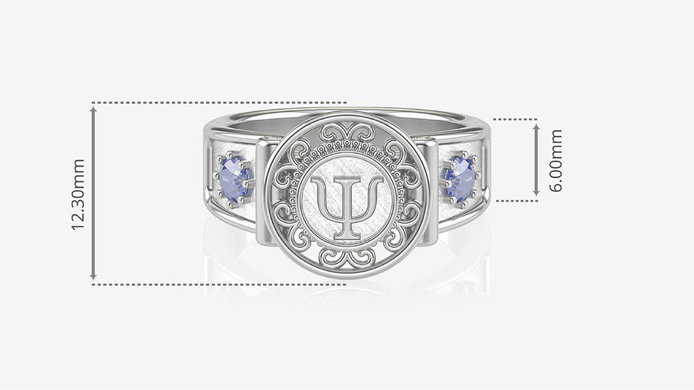 Anel de Formatura de Psicologia Sinete I (medidas)