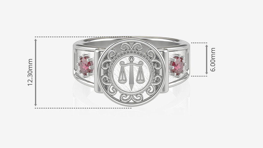 Anel de Formatura de Direito Sinete I (medidas)