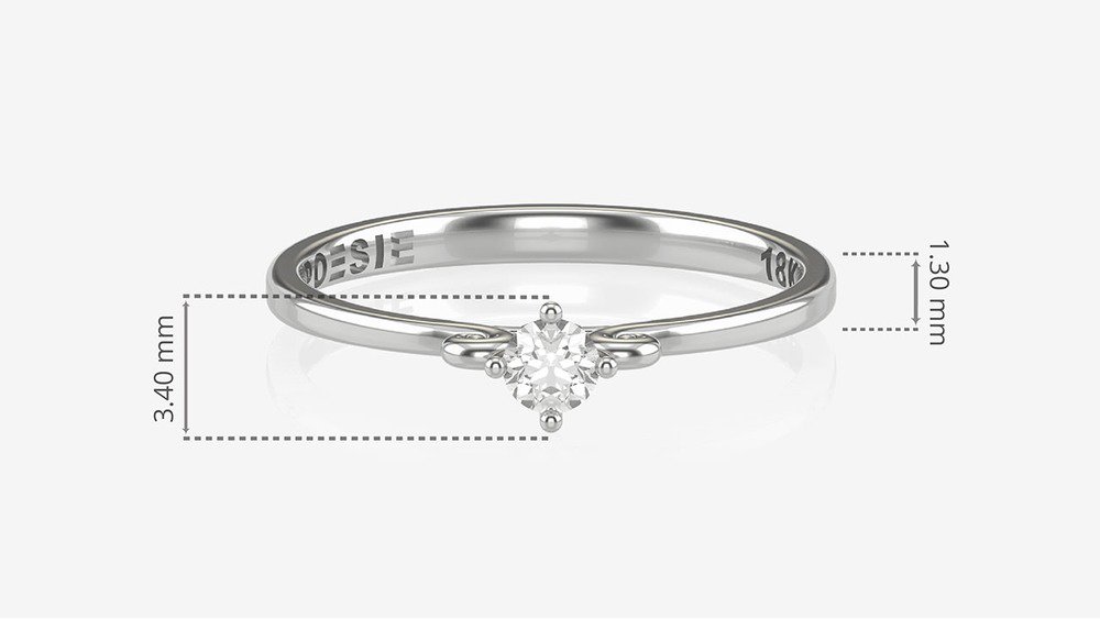 Anel de Noivado Koi I (diamantes de laboratório) (medidas)