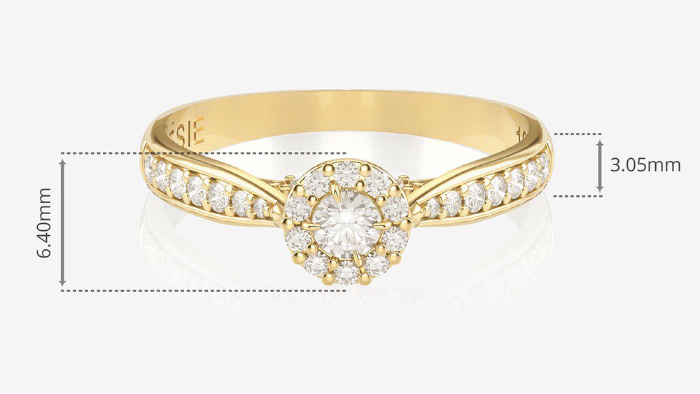 Anel de Noivado Uni II (diamantes de laboratório) (medidas)