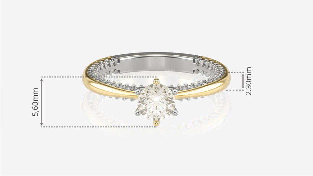 Anel de Noivado Splendora AB (medidas)