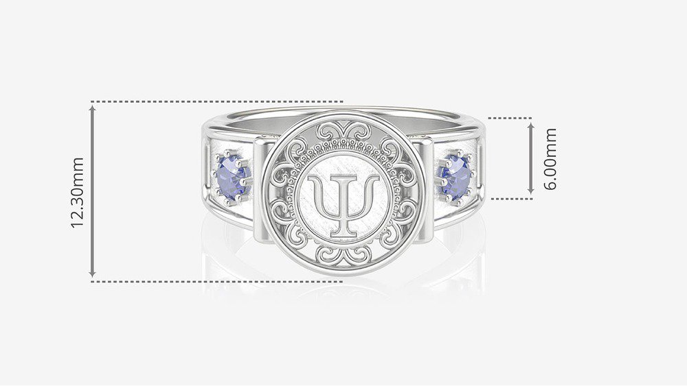 Anel de Formatura de Psicologia Sinete (Prata 925) (medidas)