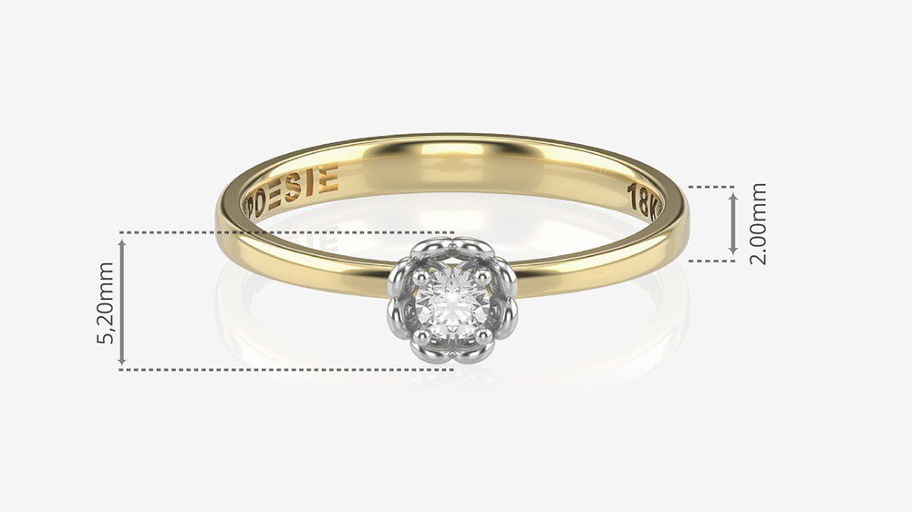 Anel de Noivado Bloom AB (medidas)