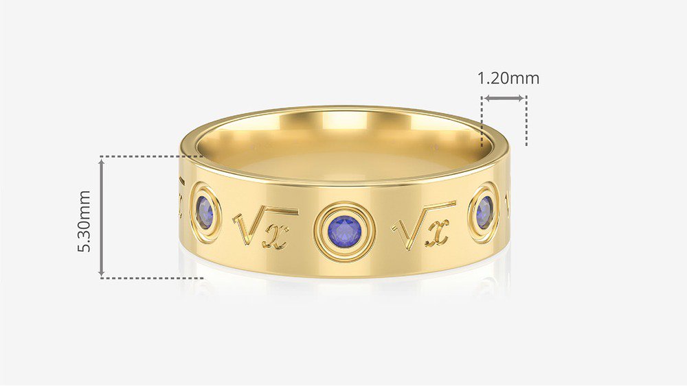 Anel de Formatura de Matemática Raiz II (medidas)