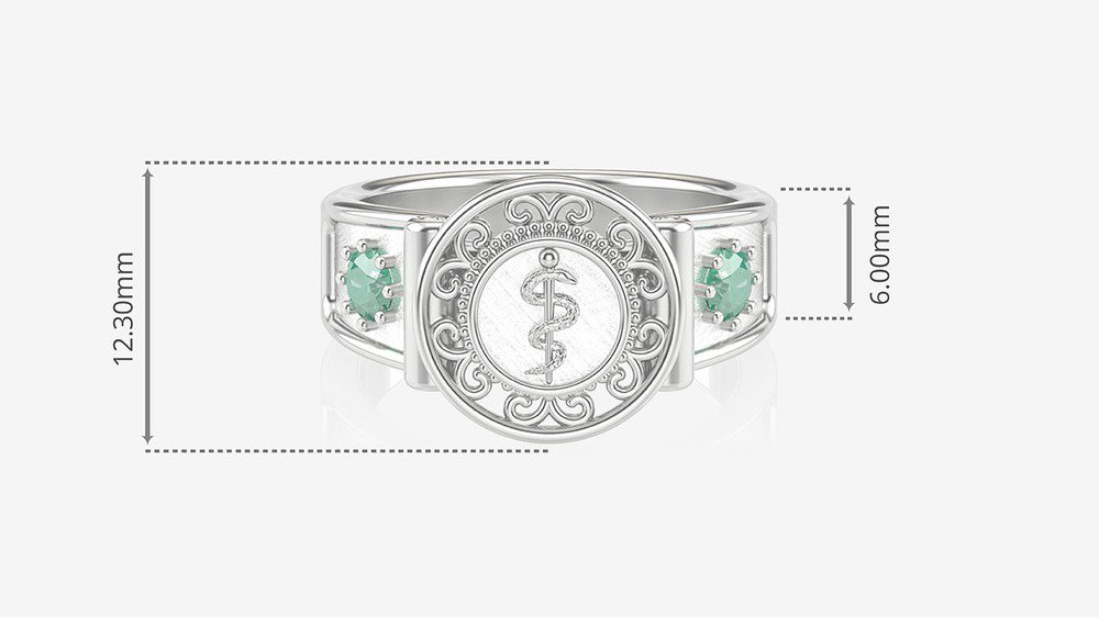 Anel de Formatura de Medicina Sinete (Prata 925) (medidas)