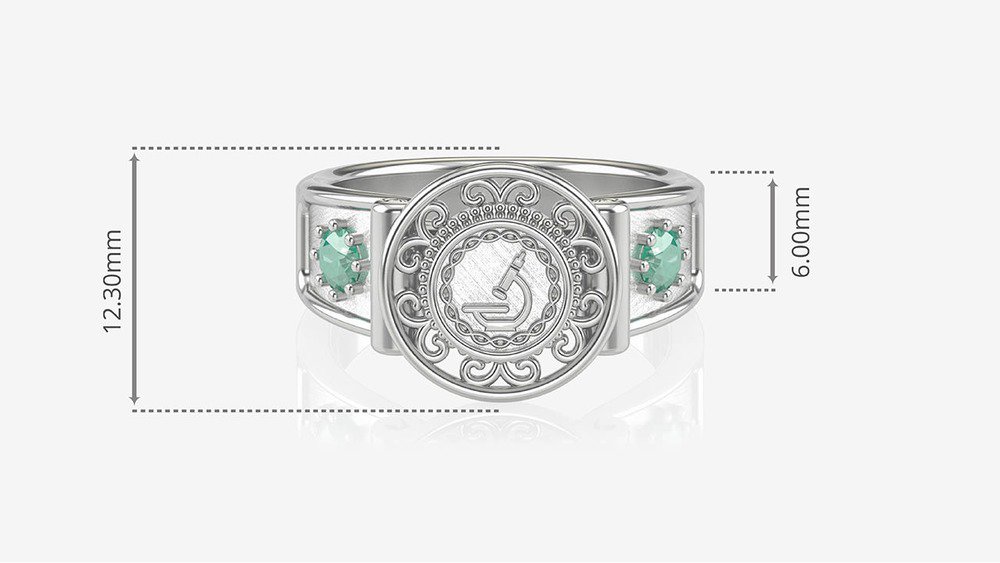 Anel de Formatura de Biomedicina Sinete I (medidas)