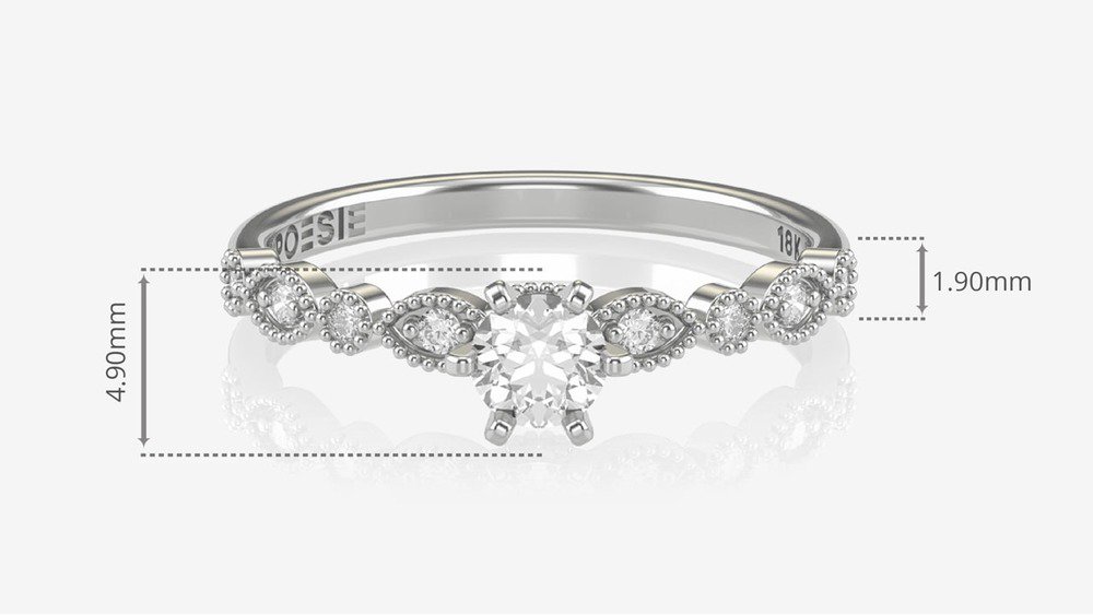 Anel de Noivado Gran Destiny I (diamantes de laboratório) (medidas)