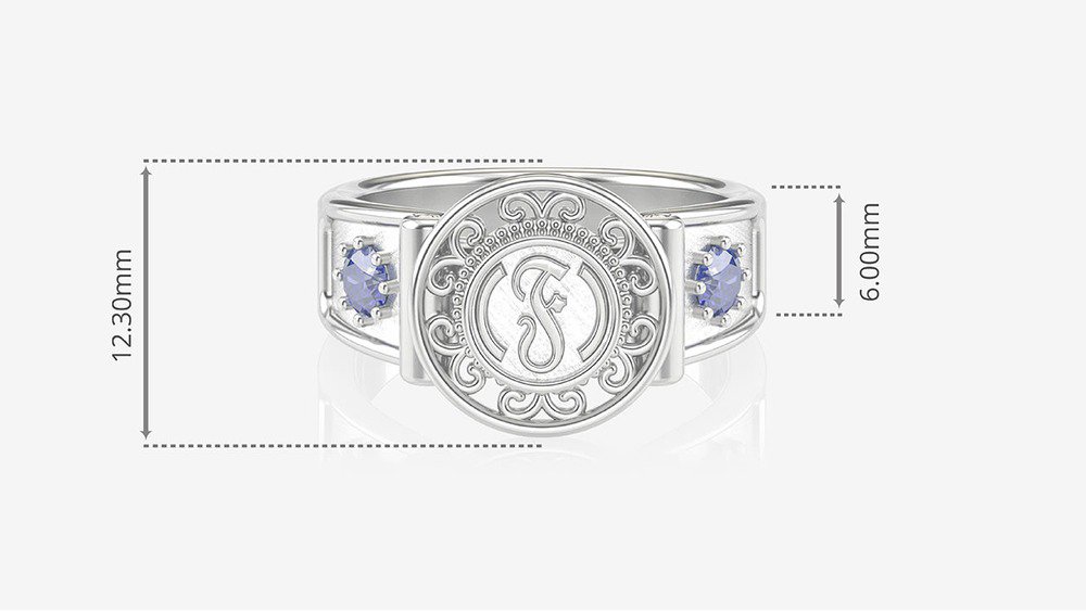 Anel de Formatura de Fonoaudiologia Sinete (Prata 925) (medidas)