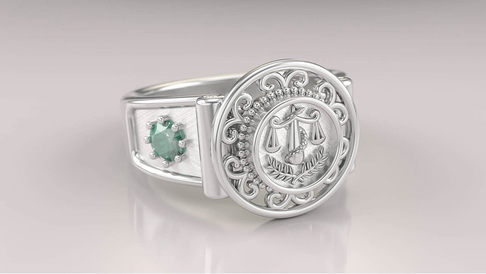 Anel de Formatura de Nutrição Sinete (Prata 925) (3)