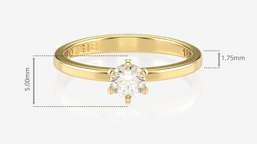 Anel de Noivado One II (diamantes de laboratório) (medidas)