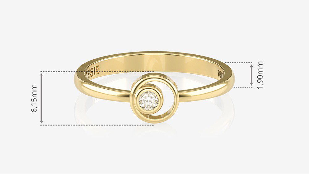  Anel de Noivado Lua II (medidas)