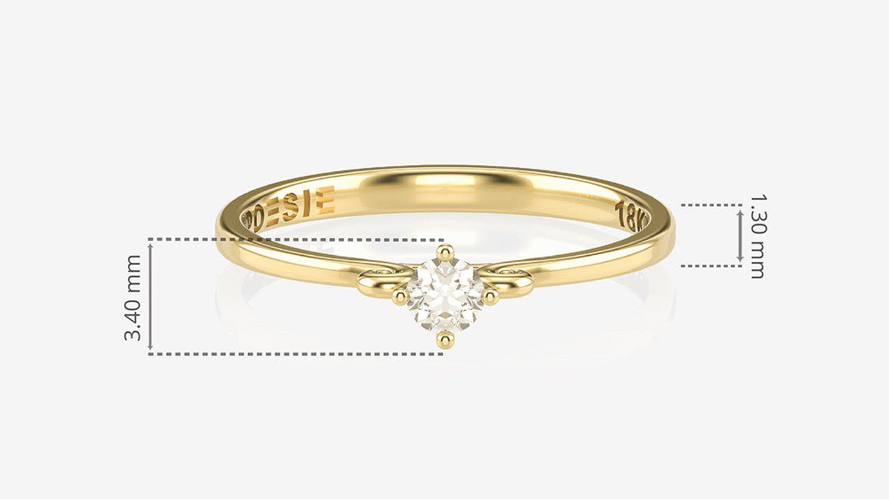 Anel de Noivado Koi II (medidas)