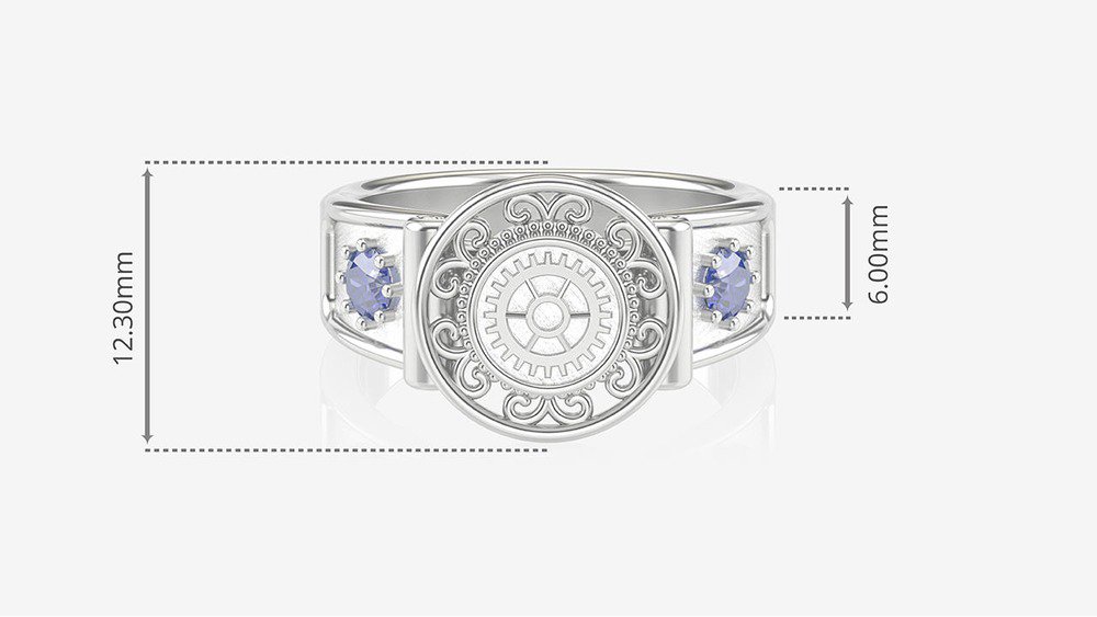 Anel de Formatura de Engenharia Sinete (Prata 925) (medidas)