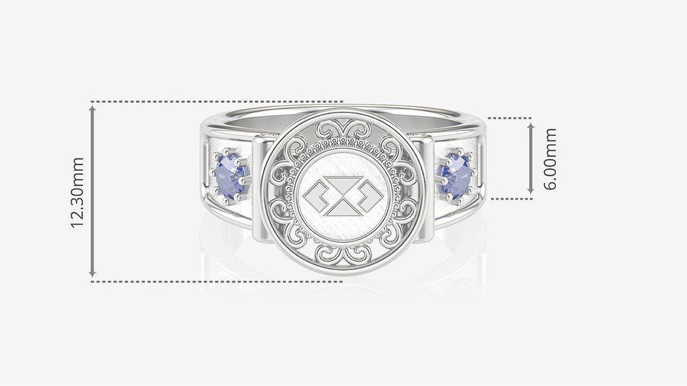 Anel de Formatura de Administração Sinete (Prata 925) (medidas)