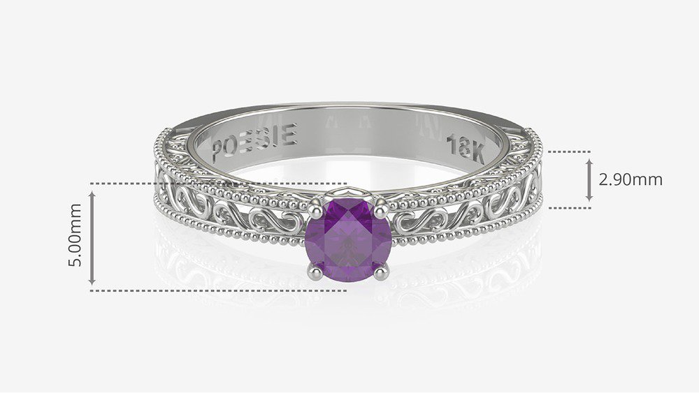 Anel de Noivado Relique I-Am (medidas)