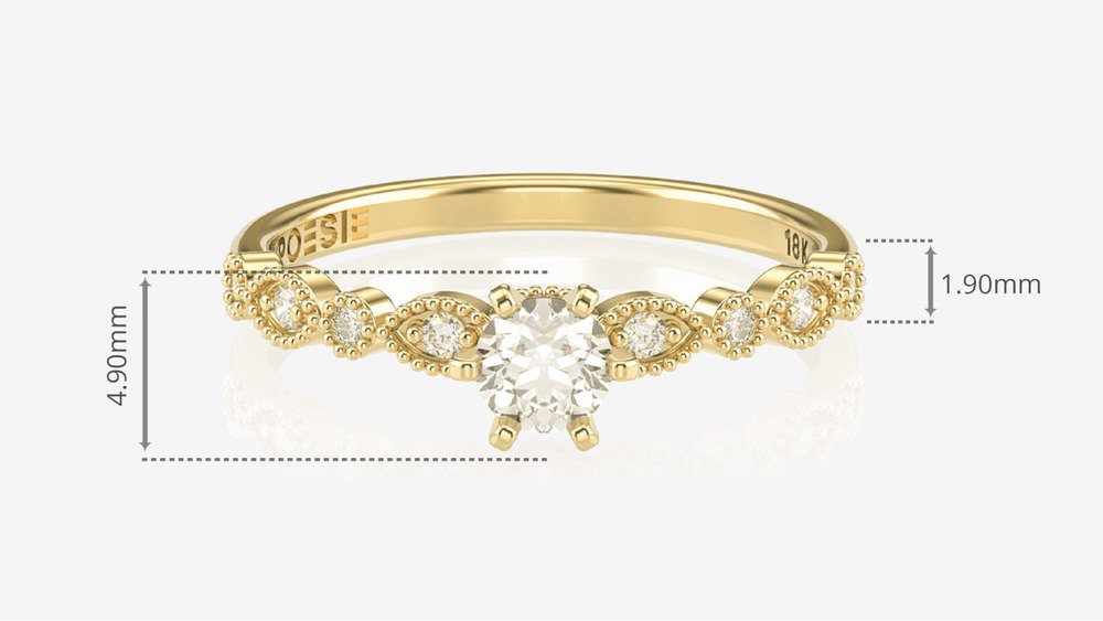 Anel de Noivado Gran Destiny II (diamantes de laboratório) (medidas)